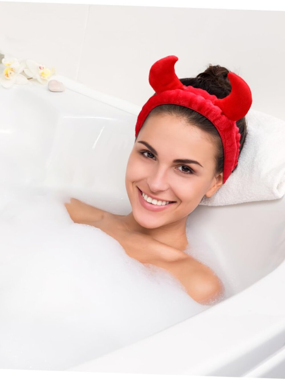 Red Devil Horns Makeup Spa Headband
